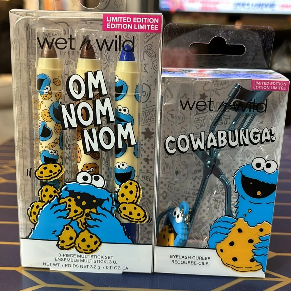 wet n wild OM NOM NOM 3-PC MULTISTICK SET, & COWABUNGA! EYELASH CURLER
